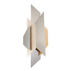 Modernist Wall Sconce, Pol Ss W Silver, Gold Leaf