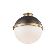 Latham Flush Mount, Aged Brass, Distressed Bronze