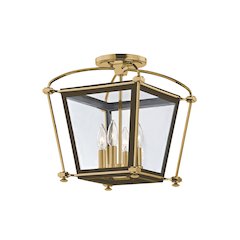 Hollis Semi Flush, Aged Brass