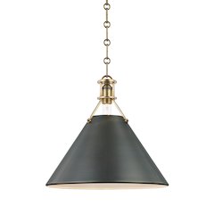 Metal No. 2 Pendant, Aged Brass, Distressed Bronze