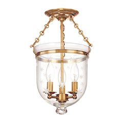 Hampton Semi Flush, Aged Brass
