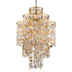Ambrosia Chandelier, Gold Silver Leaf & Stainless