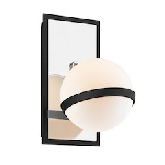 Ace Wall Sconce, Carbide Blk With Polished Nickel Accents