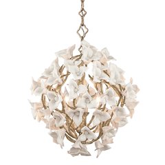 Lily Chandelier, Stria Gold Leaf