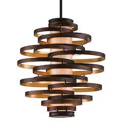 Vertigo Chandelier, Bronze And Gold Leaf