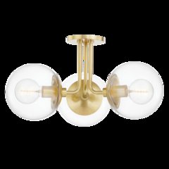 Meadow Semi Flush, Aged Brass