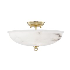 Somerset Semi Flush, Aged Brass