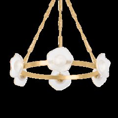 Almandine Chandelier, Vintage Gold Leaf