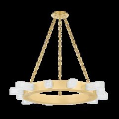 Citrine Chandelier, Vintage Brass