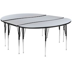 2 Piece 60" Circle Wave Flexible Grey Thermal Laminate Activity Table Set - Standard Height Adjustable Legs
