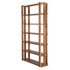 Brown transitional bookcase with sturdy construction and ample storage