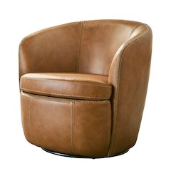 Barolo - Vintage Caramel 100% Italian Leather Swivel Club Chair