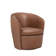 Barolo - Vintage Whiskey 100% Italian Leather Swivel Club Chair