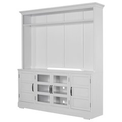 White 76-Inch TV Console with Hutch and Storage Compartments