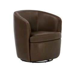 Barolo - Vintage Brown 100% Italian Leather Swivel Club Chair