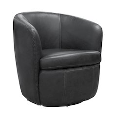 Barolo - Vintage Slate 100% Italian Leather Swivel Club Chair