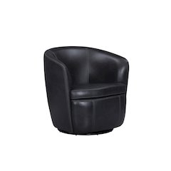 Barolo - Vintage Onyx 100% Italian Leather Swivel Club Chair
