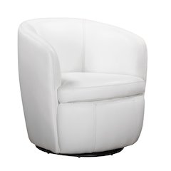 Barolo - Snow 100% Italian Leather Swivel Club Chair