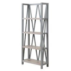 Grey Modern Bookcase with Factory-Style American Traditional Design