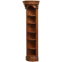 Traditional English Library Corner Bookcase in Warm Brown Finish, Easy Assembly