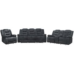 Bolton - Misty Storm Manual Glider Reclining Sofa Loveseat and Recliner