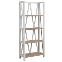 White Wooden Bookshelve, Tall Bookcase with 4-Tier Wood Bookshelf Design