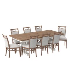 White 9 Piece Dining Table Set for 8 with Chairs, Elegant Dining Set