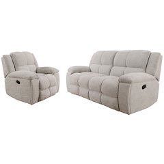 Buster - Opal Taupe Manual Reclining Sofa and Recliner