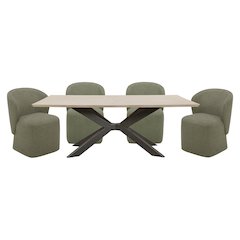 Monaco Dining 86 In. Rectangular Dining Table With 4 Upholstered Chairs