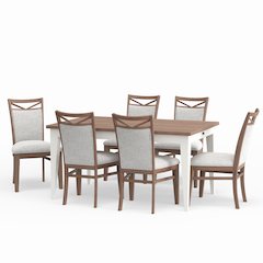 Dining Rectangular Extendable Dining Table with 6 Upholstered Dining Chairs