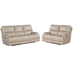 Whitman - Verona Linen - Powered By Freemotion Power Reclining Sofa and Loveseat