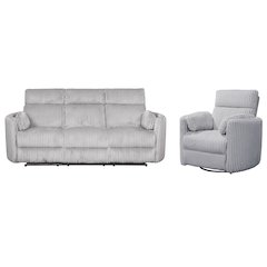 Radius - Mega Grey Power Reclining Sofa and Recliner