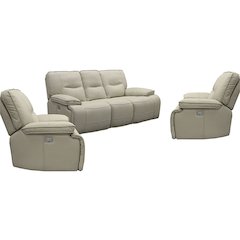 Spartacus - Oyster Power Reclining Sofa and Two Recliners