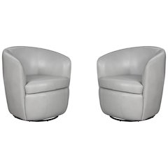 Barolo - Steamboat Ice 100% Italian Leather Swivel Club Chair Two Pack