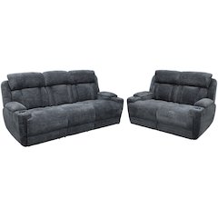Dalton - Lucky Charcoal Power Reclining Sofa and Loveseat