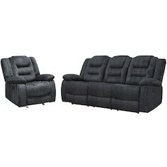 Bolton - Misty Storm Manual Glider Reclining Sofa and Recliner