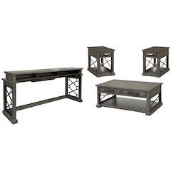 Sundance - Smokey Grey Cocktail Table with 2 Chairside Tables and Console Table