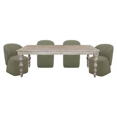 Eden Dining 84 In. Rectangular Dining Table With 4 Upholstered Chairs
