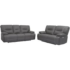 Spartacus - Haze Power Reclining Sofa and Loveseat