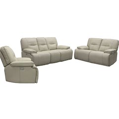 Spartacus - Oyster Power Reclining Sofa Loveseat and Recliner