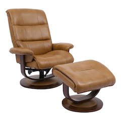 Knight - Butterscotch Manual Reclining Swivel Chair and Ottoman