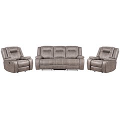 Blake - Desert Taupe Manual Glider Reclining Sofa and Two Recliners