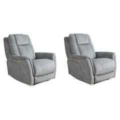 Linus - Hudson Grey Zero Gravity Power Recliner Two Pack
