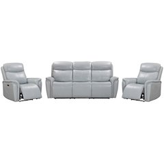 Cascade - Seamist Grey Power Reclining Sofa and Two Recliners
