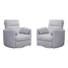 Radius - Mega Grey Power Swivel Glider Recliner Two Pack