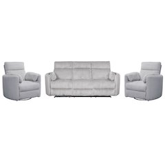 Radius - Mega Grey Power Reclining Sofa and Two Recliners