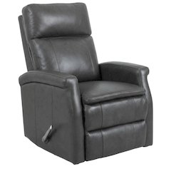 Contemporary Warm Grey Swivel Glider Recliner with Comfortable Headrest