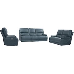 Verona Azure - Powered By Freemotion Power Reclining Sofa Loveseat and Recliner