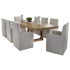 Dining 84" Rectangular Table with 8 caster chairs