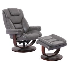 Monarch - Ice Manual Reclining Swivel Chair and Ottoman